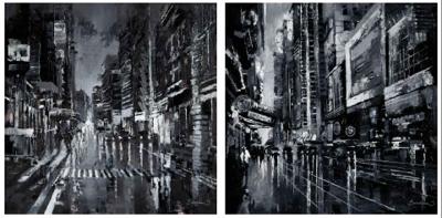 City Lights-Black Diptych, 2015