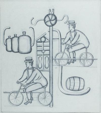 KOMPOZYCJA Z DWOMA ROWERZYSTAMI, 1928