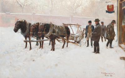 ZAPRZĘG PRZED KARCZMĄ, 1908
