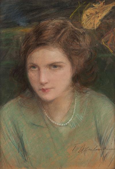 Portret młodej kobiety z perłami