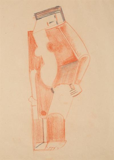 Akt stojący z głową pochyloną na lewe ramię, 1924-25