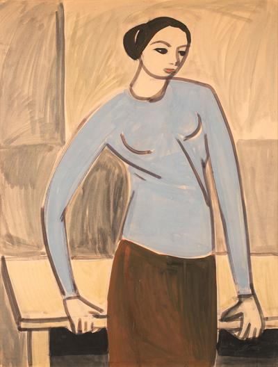 Portret kobiety w bordowej spódnicy, 1956.