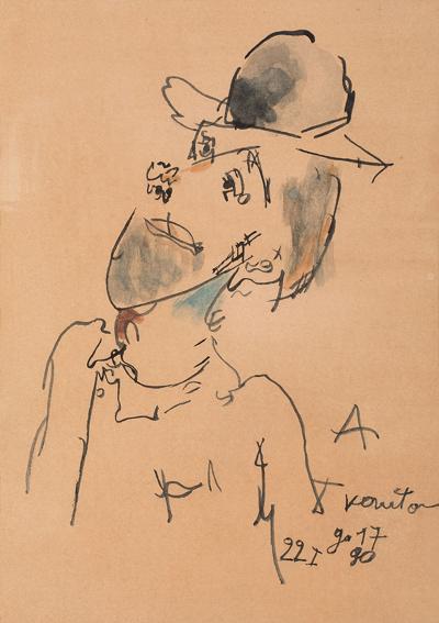 Karykatura - autoportret, 1990
