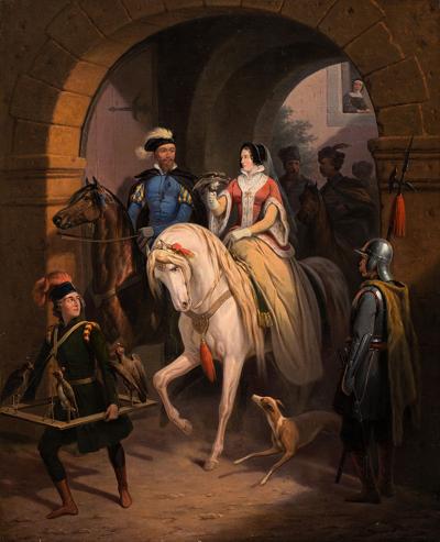 Wyjazd na polowanie z sokołem, 1854