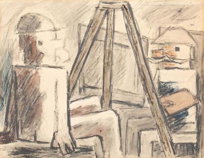 Makowski i model, 1931 ("Autoportret przy sztaludze")