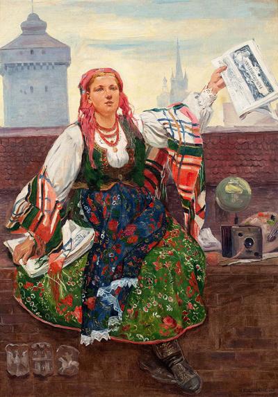 Kobieta sprzedająca gazety, 1907