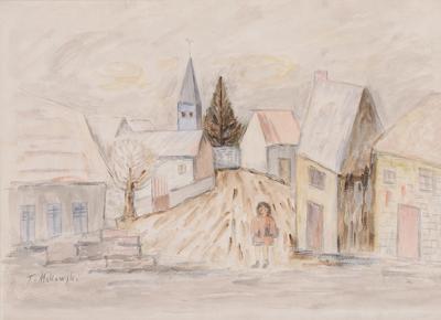 Pejzaż z małego miasteczka z dziewczynką, 1926-27