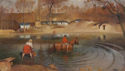 Nad stawem w Bronowicach, ok. 1910