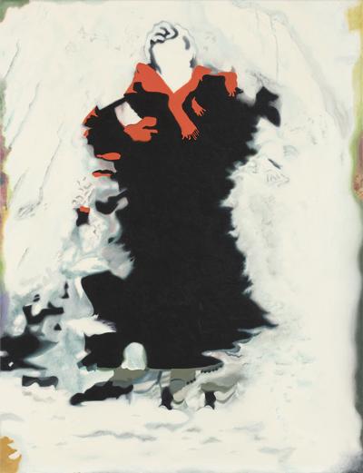 Winter portrait of a lady with red scarf, 2016