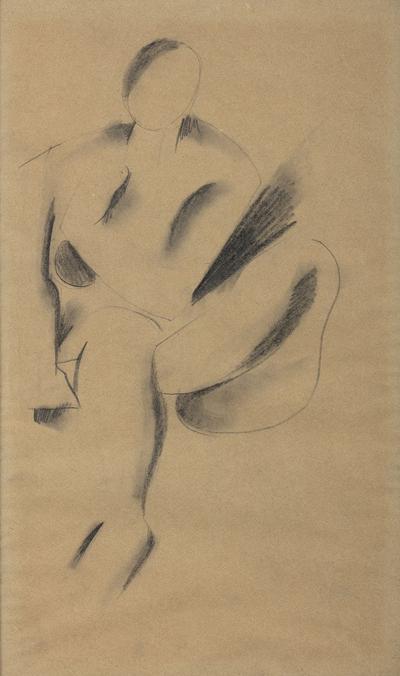 Akt siedzący z nogą założoną na nogę, 1924-25