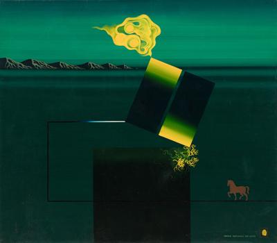 Pejzaż zielony z koniem, 1977