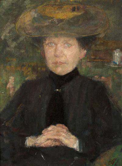 Portret kobiety w brązowym kapeluszu, ok. 1900