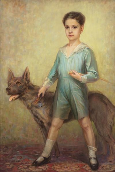 Portret chłopca z psem