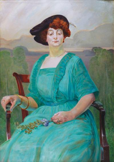 Portret kobiety w kapeluszu z piórami, 1921