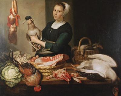 Młoda kobieta w spiżarni