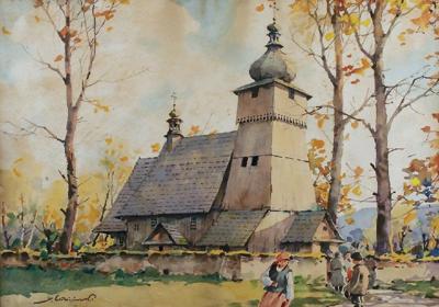 Przed kościołem, ok. 1930