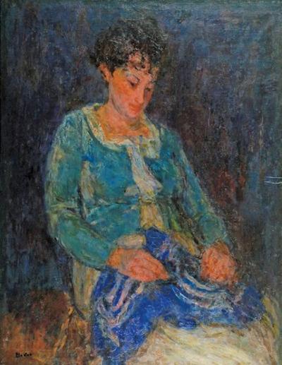 Portret żony na niebieskim tle, 1936-37