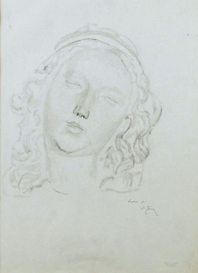 Głowa Madonny - szkic rzeźby gotyckiej, 1911