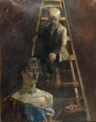 Malarczyk i muza - Polonia, 1898