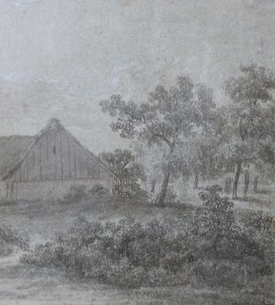 Pejzaż z domem wiejskim wśród drzew, ok. 1850