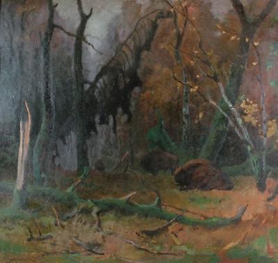 Żubry w puszczy, 1935