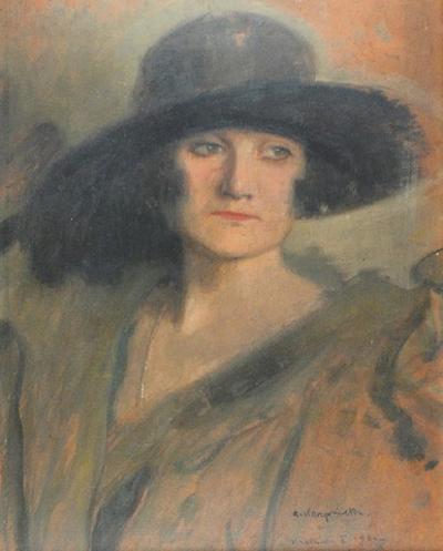 Portret damy w kapeluszu, 1924