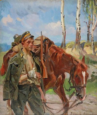 Ranny ułan z koniem, 1919
