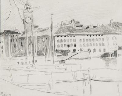 Widok na port i Torre Apponale w Riva del Garda, 1907