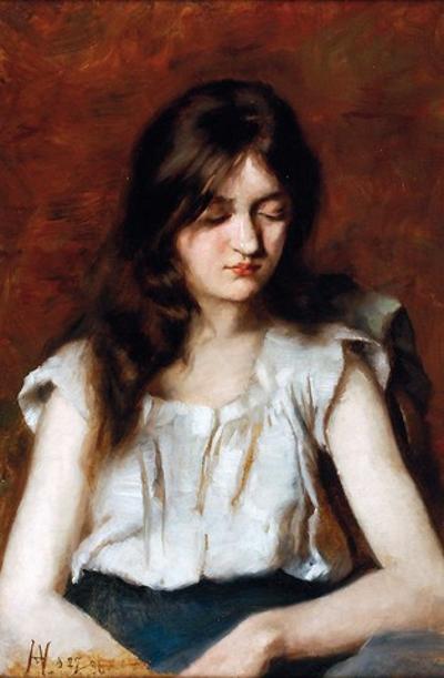 Dziewczyna w białej bluzce, 1886