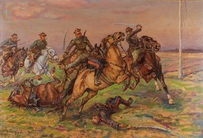 Szarża ułańska - epizod z wojny polsko-bolszewickiej, ok. 1930