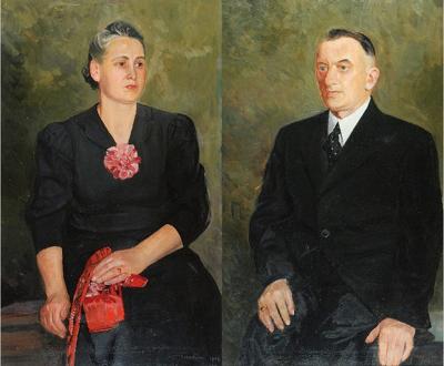 Portrety Tadeusza i Heleny Grubowskich - para obrazów, 1943
