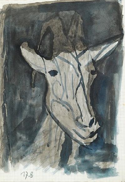 Łeb kozy / Stojąca koza - rysunek dwustronny ze „Szkicownika artysty”, 1964