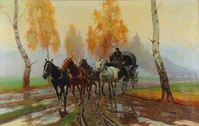 Błotnistą drogą, 1916