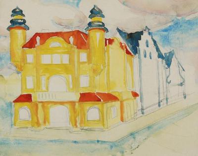 Fragment zabudowy ulicy - studium perspektywy, ok. 1898