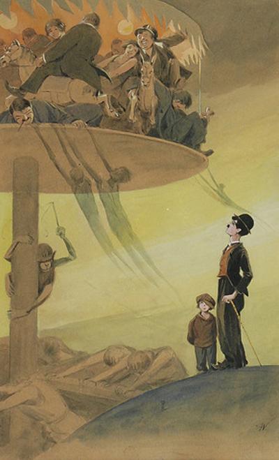 Scena alegoryczna z Charlie Chaplin'em i Brzdącem