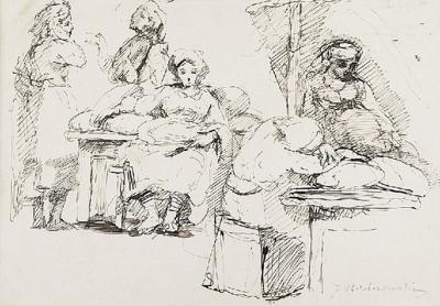 Szkic kompozycji obrazu - odpoczynek podczas pracy, ok. 1890