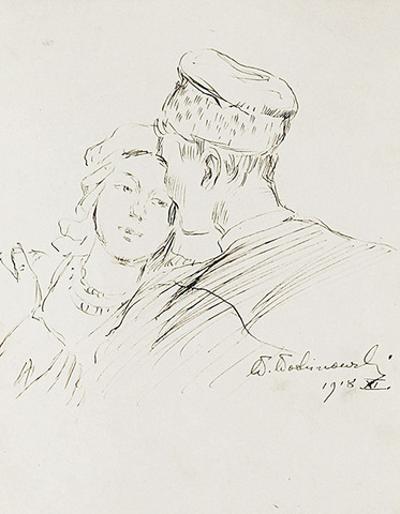 Szepty - szkic, 1918