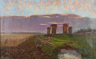 Pejzaż z wiatrakami, 1923