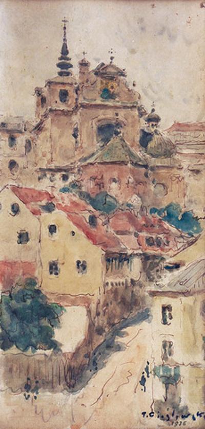 Widok na kościół św. Anny w Warszawie, 1936