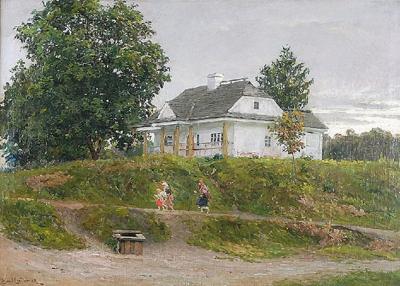 Pejzaż z dworkiem, ok. 1900