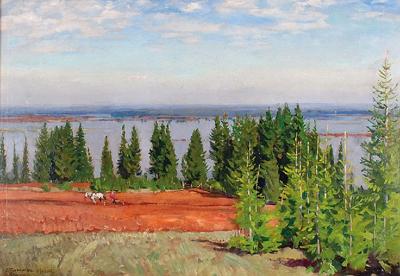 Wiosenny rozlew rzeki - Wiatka, 1920