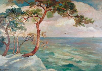 Wydmy - Pejzaż nadmorski z drzewami, 1930