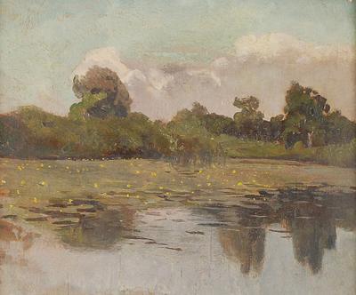 Pejzaż mazowiecki z jeziorem, ok. 1910