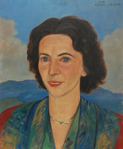 Portret kobiety na tle gór, 1950