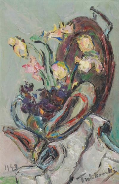 Martwa natura z kwiatami i pantofelkami, 1943
