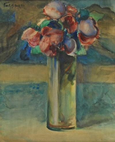 Kwiaty (róże bordo), 1910