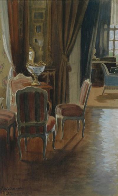 Wnętrze pałacu w Służewie, 1913