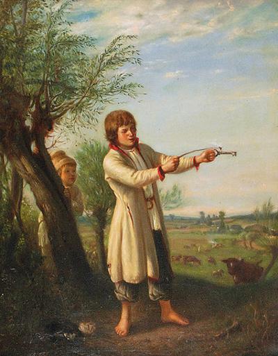 Chłopak strzelający z klucza, przed 1863