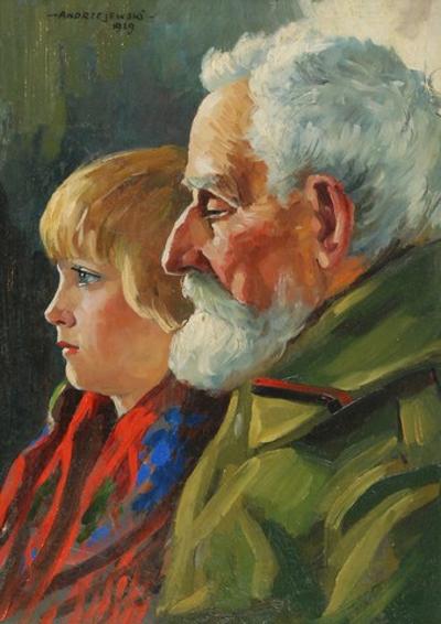 Weteran z wnuczką, 1929