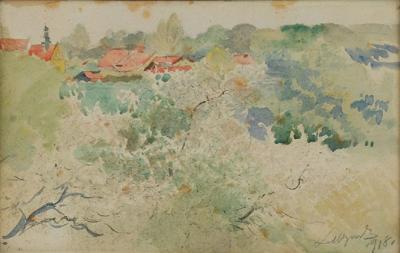 Pejzaż I [Pejzaż z czerwonymi dachami], 1918